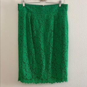 J. Crew Emerald Green Lace Pencil Skirt